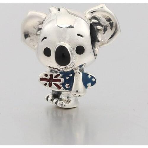 Authentic S925 Silver Bead Cute Koala Charm fit Lady Bracelet Bangle DIY Jewelry