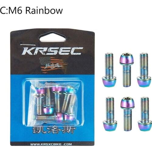 A5KC 6pcs MTB Road Bike Stem Screws M5/M6 Bicycle Handlebar Titanium Plated Bolts with Washer Cycling Accessories
