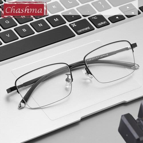 Chashma Men Titanium Alloy Glasses Frame Fashion Male Business Style Ultralight Eye Myopia Prescription Eyeglasses