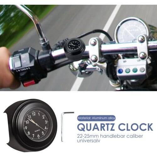 Classic Texture Motorcycle Clock Waterproof Durable Practical Multi-functional 22-25mm Dia Handlebar Watch Luminous Quartz Clock