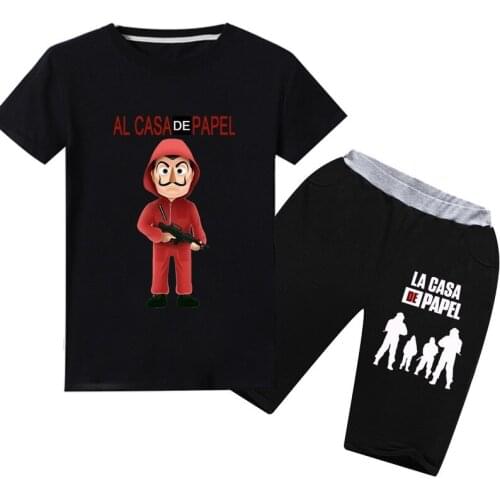 2020 La Casa De Papel Children Tshirt Baby Girl Clothes Set Funny Summer Kids Suits Money Heist Motion Casual Clothing Femme