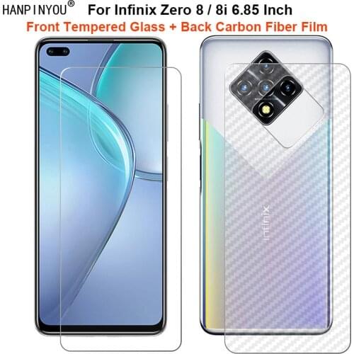 For Infinix Zero 8 Zero8 6.85" 1 Set = Soft Back Carbon Fiber Film + Premium Tempered Glass Front Screen Protector