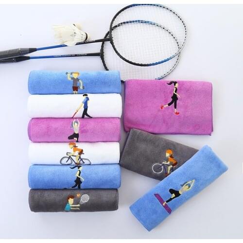 Cotton Embroidery Sports Towel Soft Absorbent Yoga Gym Camping Golf Fitness Sweat Towel Sports Cartoon Towel 25*110cm
