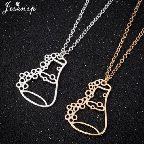 Jisensp Trendy Erlenmeyer Flask Pendant Necklace Potion Bottle Chemistry Laboratory Student Graduation Gift Jewelry Accessories