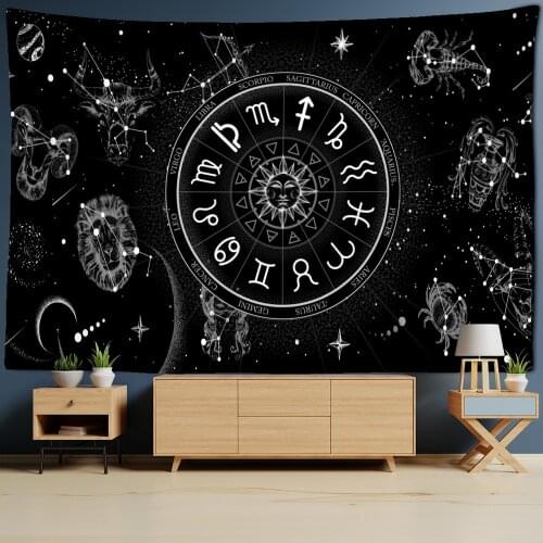 Mandala Tarot Tapestry Wall Hanging Black And White Sun Moon Witchcraft Hippie Bagua Bohemian Room Home Decor