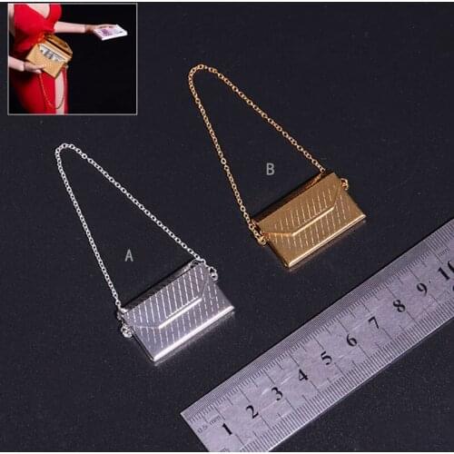 1/6 Scale Female Metal One Shoulder Crossbody Bag Flip Hand Bag Model For Action Figure Body DIY