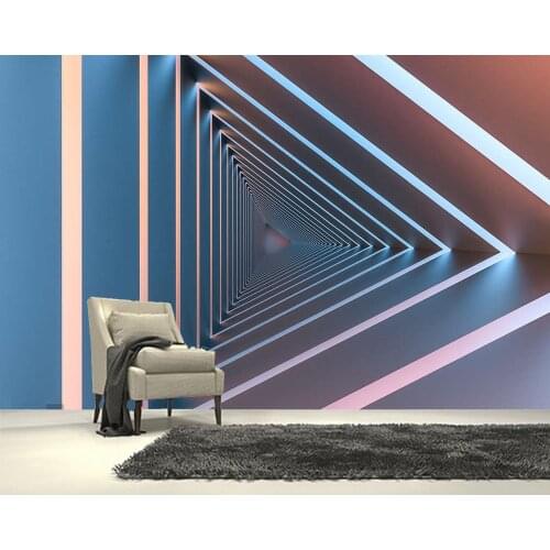 Papel de parede Glowing triangle channel geometric 3d wallpaper mural,living room bedroom wall papers home decor bar KTV mural