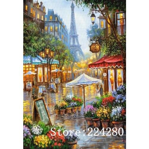 Paris Street Scenery Flower Shop Needlework Crafts 14ct Unprinted Handmade Embroidery Counted Cross Stitch Kits Set DIY Home
