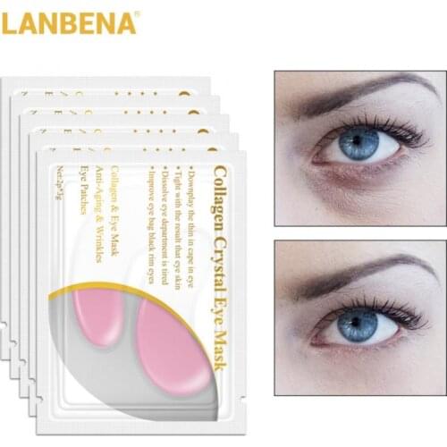 LANBENA 1 Pair 24K Gold Eye Mask Collagen Eye Patches Dark Circle Puffiness Eye Bag Anti-Aging Wrinkle Firming Eye Patch TSLM2