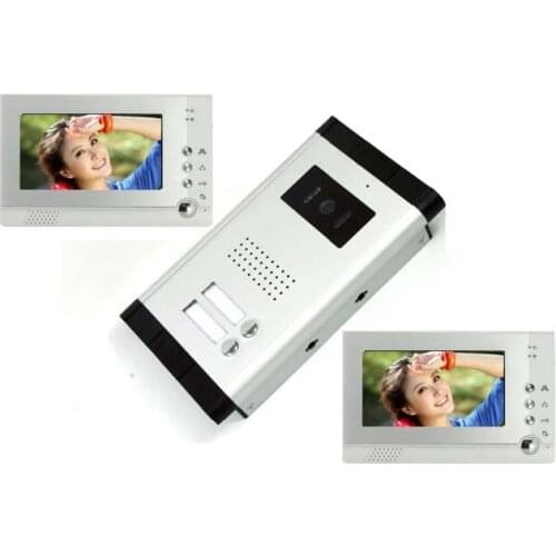 XinSiLu High Definition Wired Video Door Phone Intercom System for Multiply Layer Apartment One Camera+2 Monitors