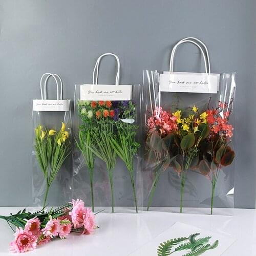 Flower Packaging Transparent OPP Flower Bouquet Bag Flower Shop Decoration Long Tote Bag Transparent Bag With Packaging Bag New