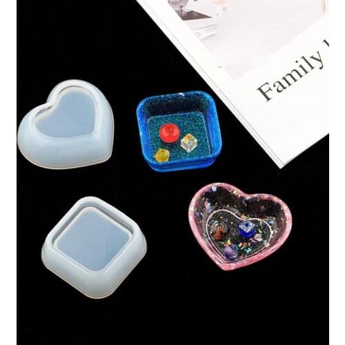 Geometric Heart-shaped Dish Silicone Mold DIY Colorful UV Epoxy Resin Mold Exquisite Craft Tools Jewelry Supplies