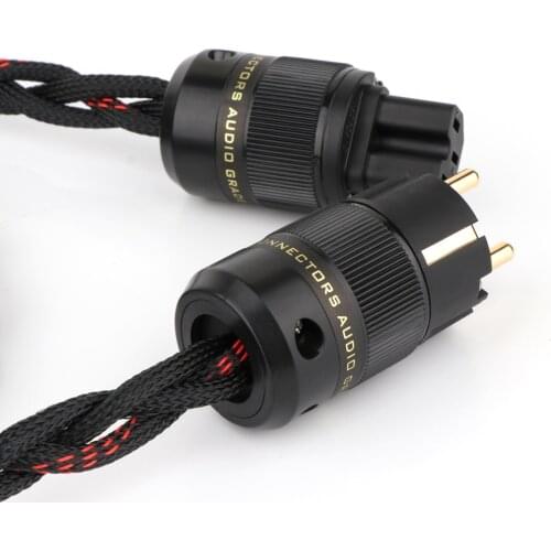 Preffair Schuko Mains Power Cord Cable HIFI CD Amplifier Amp EU Power Plug Cable Braided AC Power Kabel