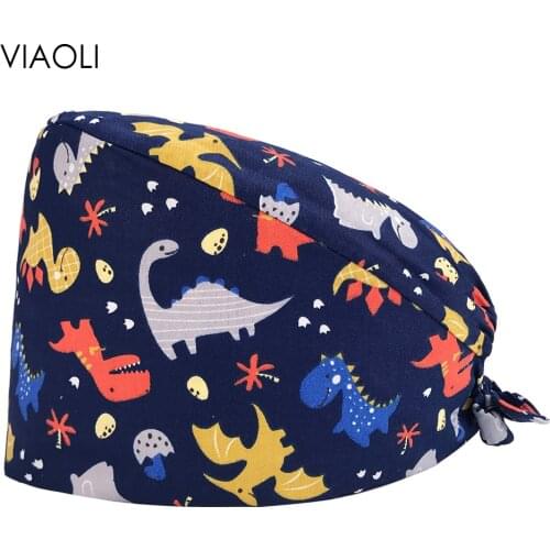 Cartoon Printing Dentist Medical Scrubs Caps Unisex Clearance Pet Veterinary Surgical Caps Hospital Doctor Nursing Working Hats