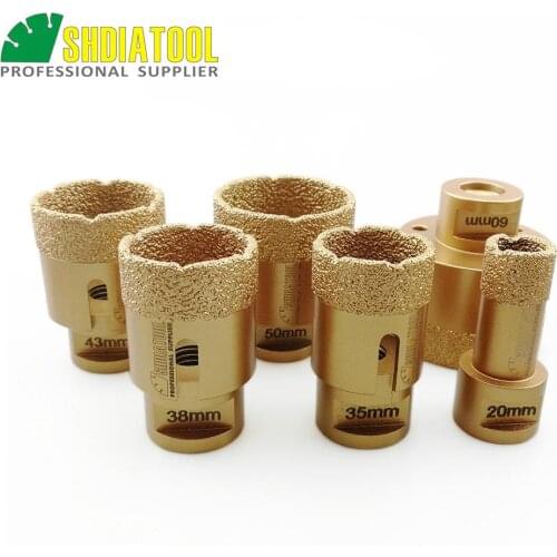 SHDIATOOL 6pcs (20/35/38/43/50/60mm) M14 Vacuum Brazed Diamond Drill Core Bits Tile Hole Saw Porcelain Tile Stone Drilling Bits