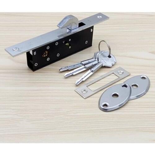 Aluminum alloy Slid door Pull gate Hook lock with keys Stealth lock Framed glass door Cross key Home Door hardware Hook lock