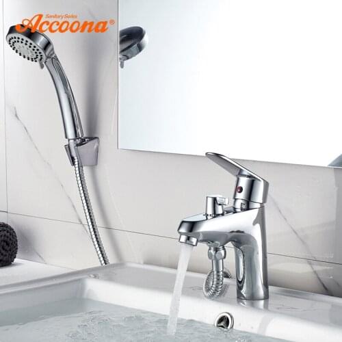 Accoona Bathroom Basin Faucet Chrome Finish Single Handle Faucet basin tap with Shower head Hot And Cold Water Hose Faucet A9369