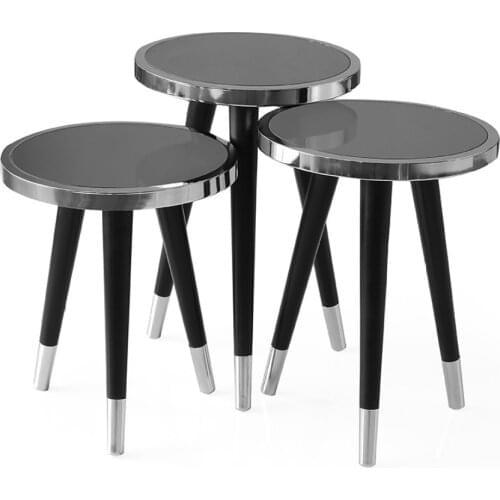 Modern Sparks Triple Zigon coffee table Chrome Plated Smoked Glass coffee tables table basse furniture living room table