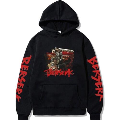 Anime Berserk Print Hoodies Men Streetwear Winter Unisex Sweatshirts Male Harajuku GutsTops
