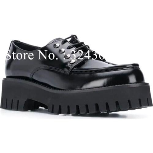 Lady New Black Rivets Platform Shoes Fashion Woman Mid-heel Casual Shoes Sexy Female Office Comfortable Pumps Shoes Dropship