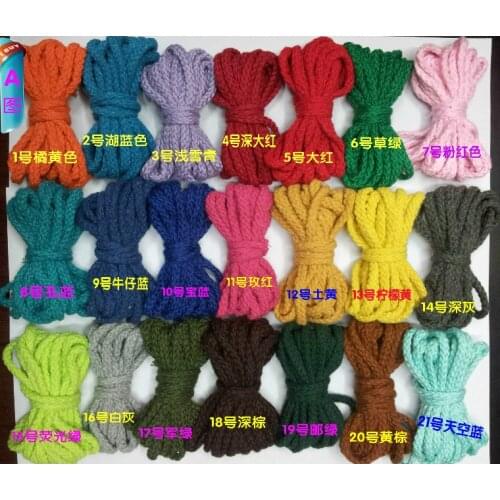 5mm x75m colored cotton rope 42colors 8ply braided thick DIY kindergarden accessory packing clothes line free shipping