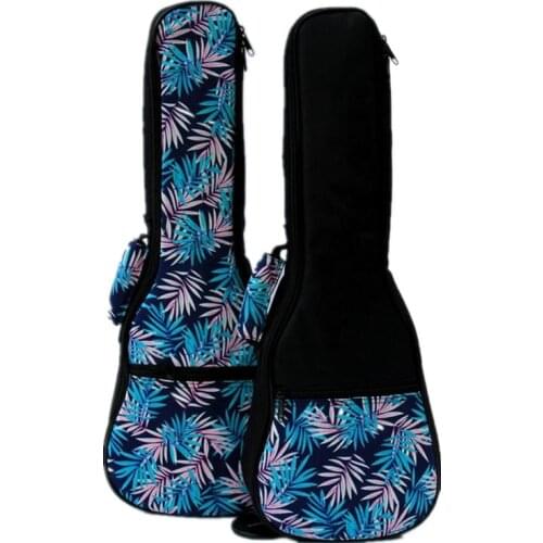 Vintage 21 23 24 26 inch soprano concert tenor ukulele soft bag blue leaves case gig padded pattern creative gifts kids girl boy