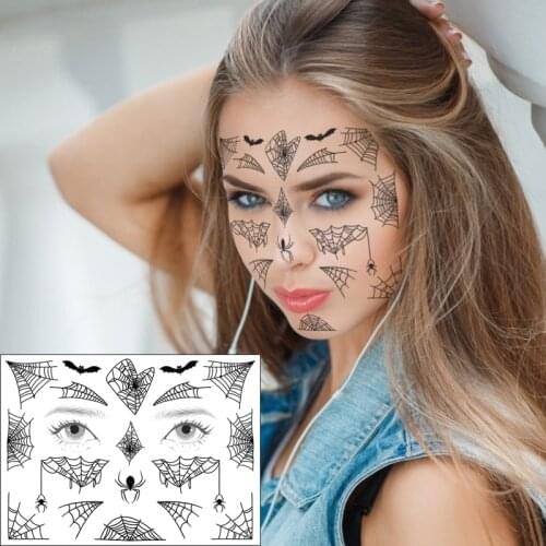 Waterproof Temporary Tattoo Sticker Bat Spider Spidernet Face Art Pattern Design Flash Tatoo Fake Tatto for Men Women