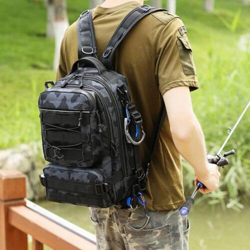 High Quality Camping Backpack Outdoor Multifunctional Fishing Tackle Bag Sling Reel Lure Pack Hunting Camo Tactical Shoulder Bag