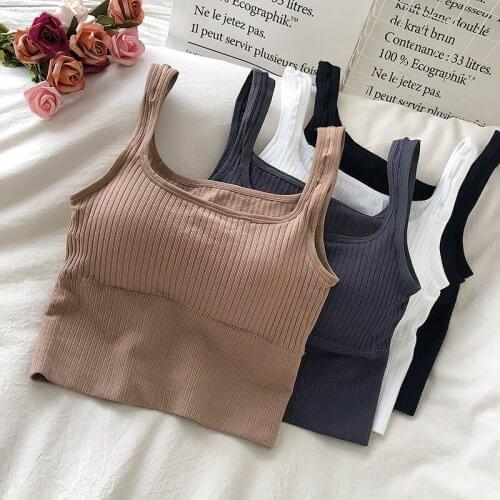 Womens Student Holiday Solid Color with Casual Fashion Sports Base Fashion Latest Short Style Camisole Slim Sexy Sleeveless