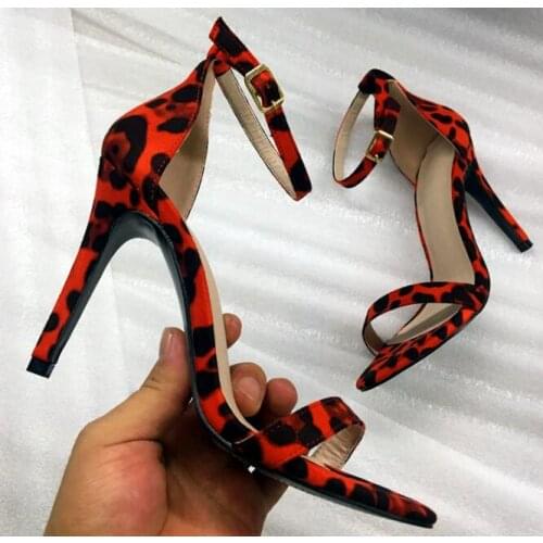 Moraima Snc Summer High Heel Sandals Sexy Leopard Printed Ankle Strap Woman Shoes Thin Heels Gladiator Sandal Rome Style Shoes