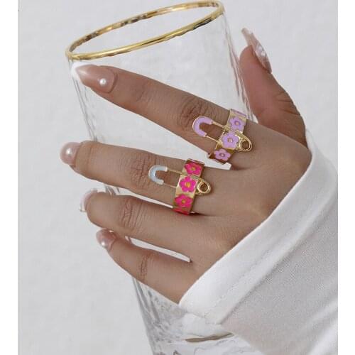 Pin Flower Ring Matching Rings for Women Anillos Jewelry Sets Bague Femme Ringen Fashion Gift for Party