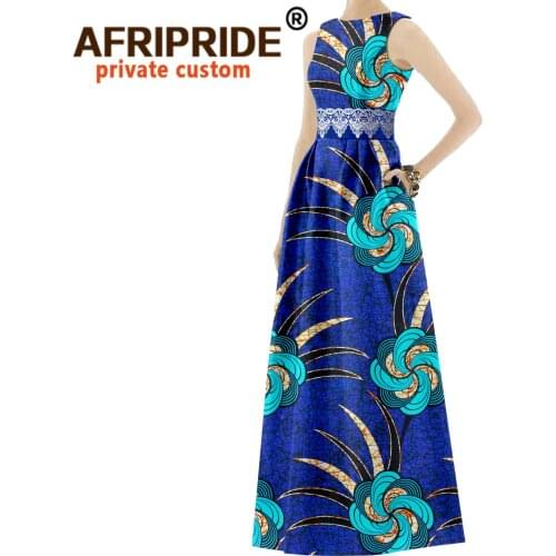 African Print Dresses for Women Maxi Dress Sleeveless High Waist Plus Size Ankara Attire Bazin Riche Dashiki Clothes A2125005