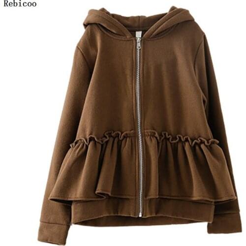 New winter Korean wild short paragraph woolen coat female Dongkuan Slim was thin lapel woolen Ruffle coat