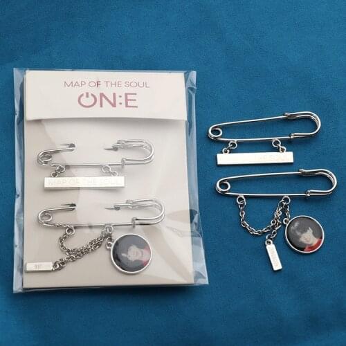 KPOP Bangtan Boys ONE Same Pin Badges MAP OF SOUL Metal Bag Clothes Brooch Accessories 2Pcs Set