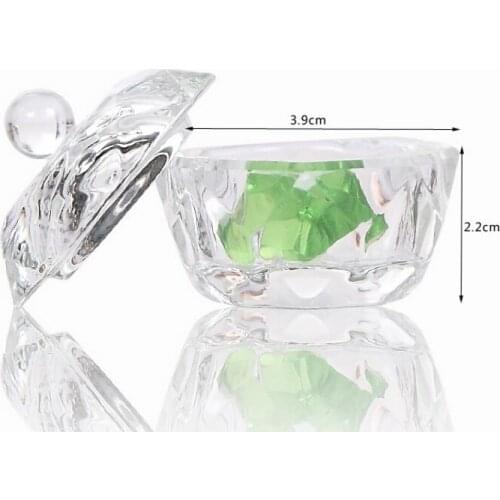 1Pc Crystal Cup Lid Glass Nail Art Dappen Dish Cup Acrylic Liquid Makeup Powder Nail Styling Tool Equipment Tools Beauty Health
