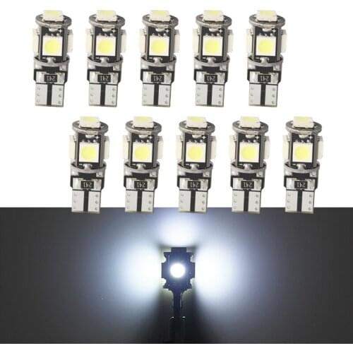 10PCS Car LED T10 Bulbs Interior W5W 196 Lights DC 12V 5050 5SMD Clearance License Plate Lamps