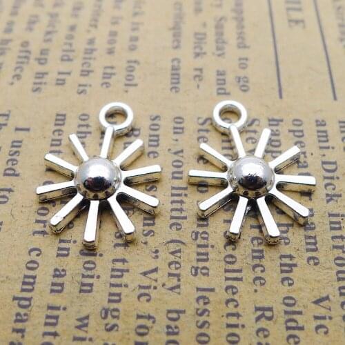 200pcs Flower Charms 14mm x 18mm DIY Jewelry Making Pendant antique silver color