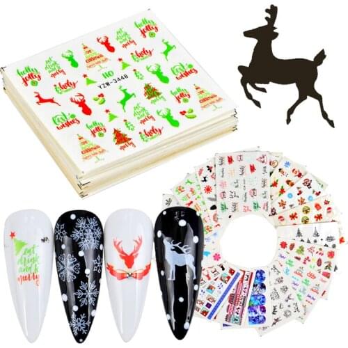 2021 New Arrival Christmas Bells Elk Snowflake Sticker New Year Decals for Nails Art Water Transfer Sliders Watermark Decal