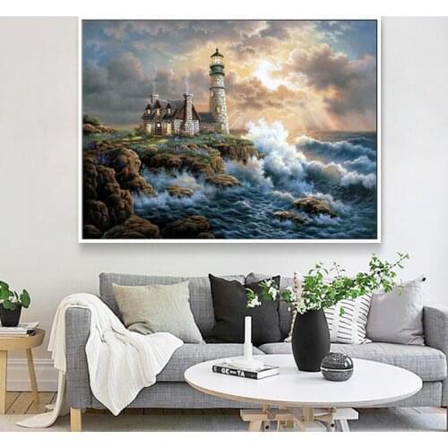 5D DIY Diamond Painting Embroidery "Sea Tower" Rhinestone,Full Cross Stitch,Scenic,Mosaic,Crafts,Home Decor Christmas,Gift Sale