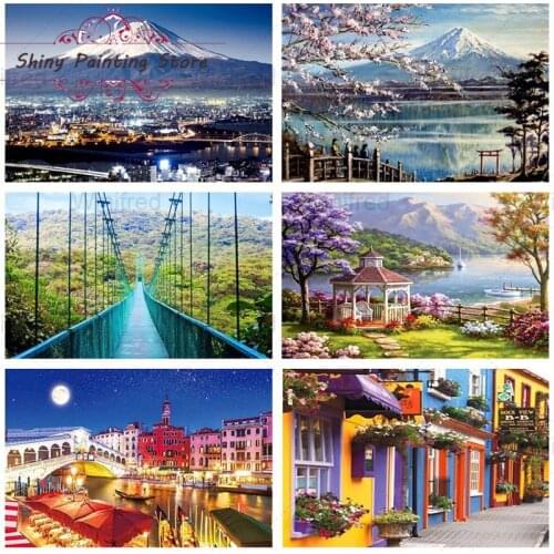 5D DIY Diamond Painting Cross Stitch Scenic Landscape Diamond Embroidery Kits Picture Of Rhinestone Home Decoration Mural Gift