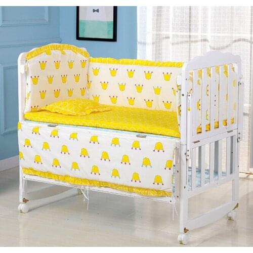6pcs Yellow baby crib bedroom set with filler,baby bedding sets Bed Bumper For Newborns ,include(4bumper+matress+pillow)