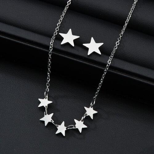 African Jewelry Sets Five Star Pendant Necklace Jewellery Set Stainless Steel for Women Necklace and Earrings envios gratis para