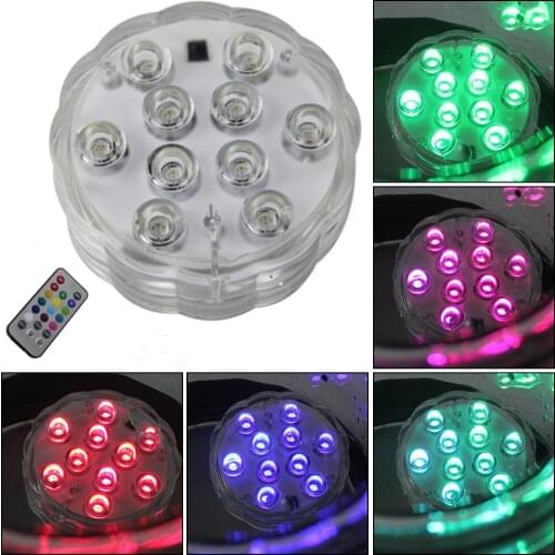 10 Led Remote Controlled RGB Submersible Light Battery Operated Underwater Night Lamp Outdoor Vase Bowl Garden Party Decoration