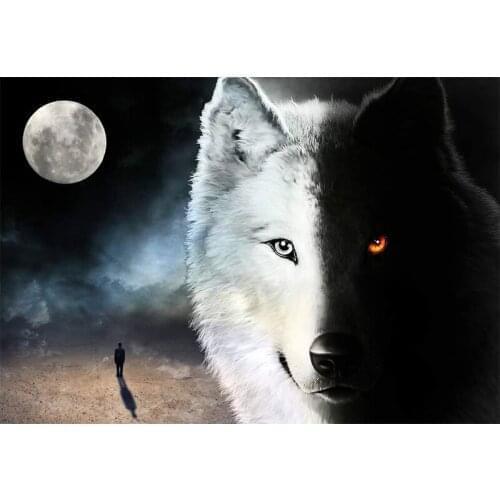 LUOVIZEM DIY Diamond Painting wolf Animal Full Square/Round Drill Moon Scenery Mosaic Embroidery Cross Stitch Home Decor