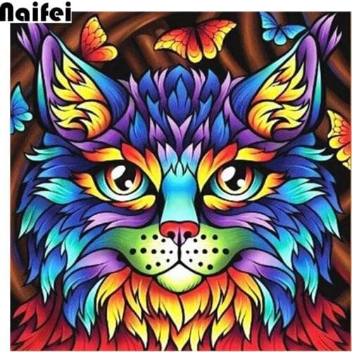 Full Square/Round Drill 5D DIY Diamond Painting animal "colorful cat & leopard "3D Embroidery Cross Stitch 5D Home Decor Gift