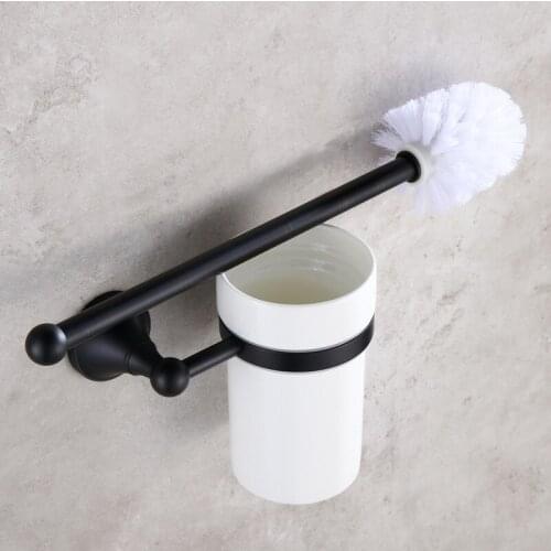 Antique Brushed Brass Toilet Brush Holder Ceramic Cup Toilet Brushes Black Toilet Brush Set Bathroom Accessories Products yj4