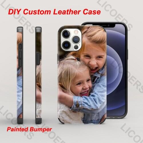 DIY Case for iPhone 12 Pro Max Mini 12Pro 11 XS XR X SE 2020 7 8 6S Plus Custom Painted Bumper PU Leather Soft Back Cover Funda