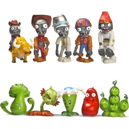 10pcs/lot Plants vs Zombies Figure Toys PVC Plants vs Zombies BUCKET ZOMBIE Figure Collection Model Toy