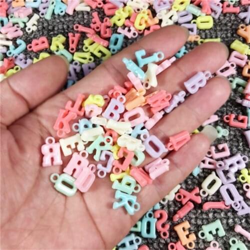 Julie Wang 200PCS Resin Letters Charms Random Mixed English Alphabet Beads Pendants Bracelet Jewelry Making Accessory