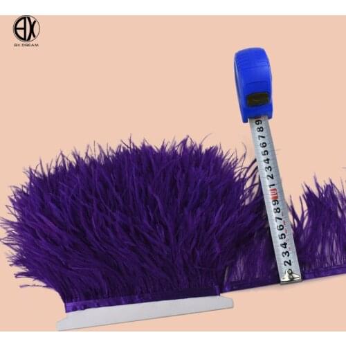 Quality 5 meters 10 meters 8-10cm purple ostrich feather trimming ribbon DIY needlework Fringe decoration feathers for crafts